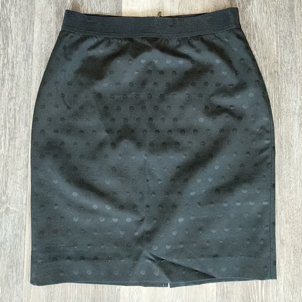 Black with black polkadot Ann Taylor pencil skirt